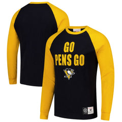 Pittsburgh Penguins Mitchell & Ness Legendary Slub Raglan Long Sleeve T-Shirt - Black/Gold - NHL 202122441