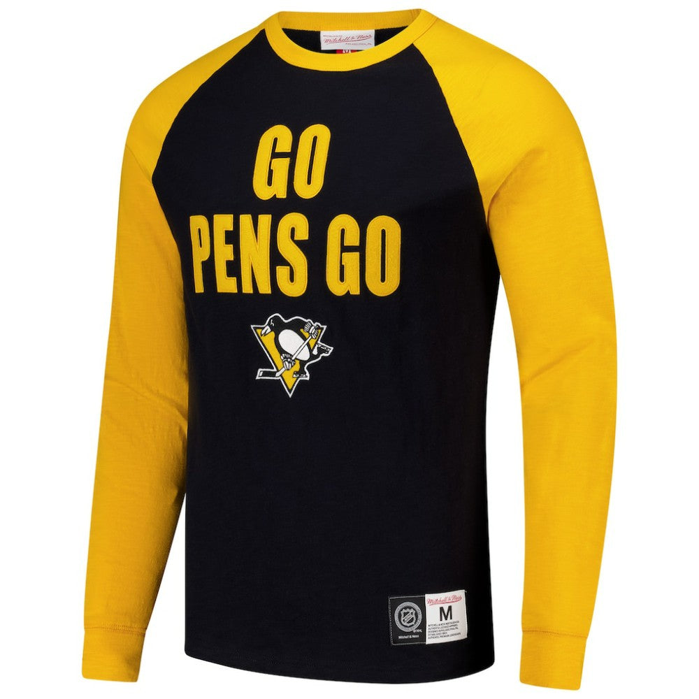 Pittsburgh Penguins Mitchell & Ness Legendary Slub Raglan Long Sleeve T-Shirt - Black/Gold - NHL 202122441