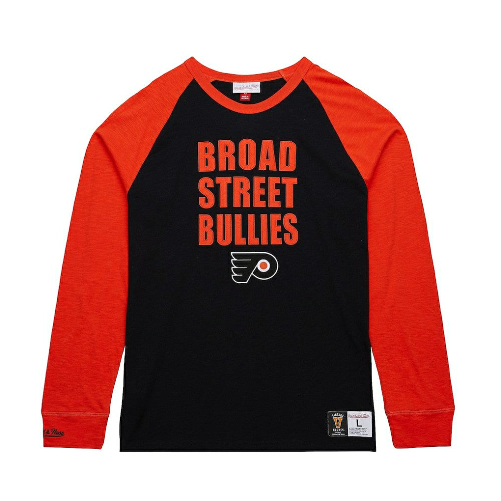Philadelphia Flyers Mitchell & Ness Legendary Slub Raglan Long Sleeve T-Shirt - Black/Orange - NHL 202122442