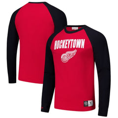 Detroit Red Wings Mitchell & Ness Legendary Slub Raglan Long Sleeve T-Shirt - Red/Black - NHL 202122443