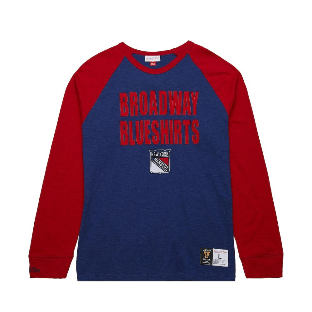 New York Rangers Mitchell & Ness Legendary Slub Raglan Long Sleeve T-Shirt - Blue/Red - NHL 202122447