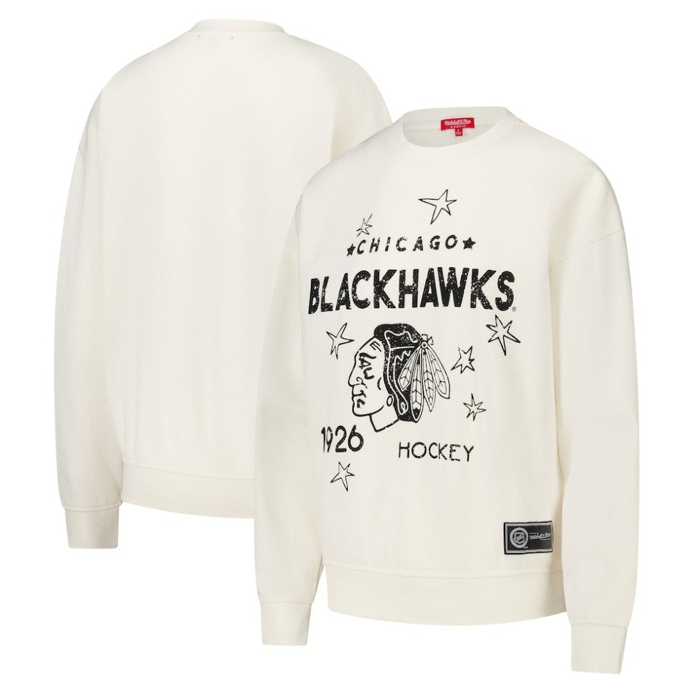 Chicago Blackhawks Mitchell & Ness Women's Logo 3.0 Pullover Sweatshirt - Cream - NHL 202122453