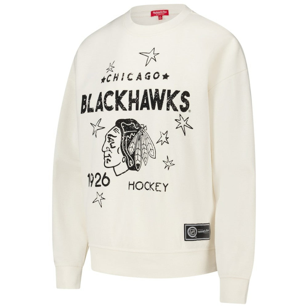 Chicago Blackhawks Mitchell & Ness Women's Logo 3.0 Pullover Sweatshirt - Cream - NHL 202122453