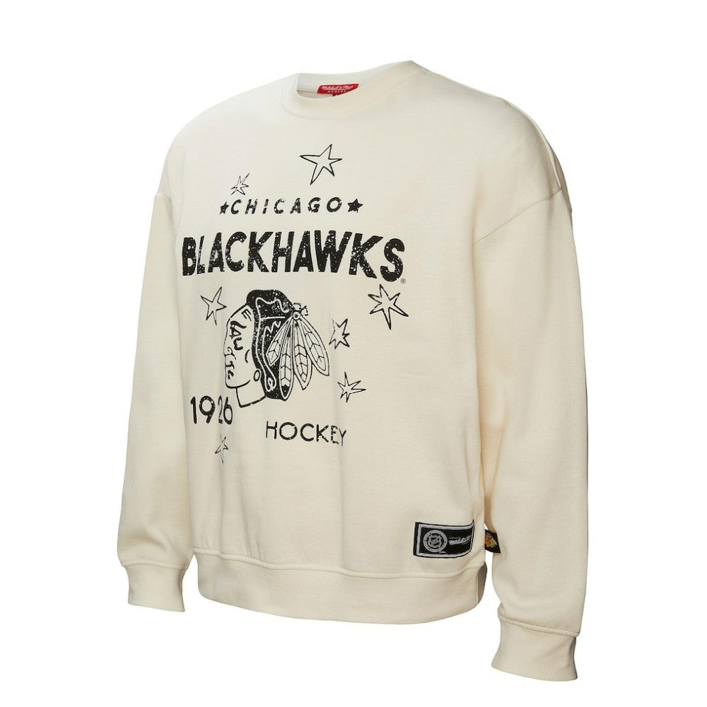 Chicago Blackhawks Mitchell & Ness Women's Logo 3.0 Pullover Sweatshirt - Cream - NHL 202122453