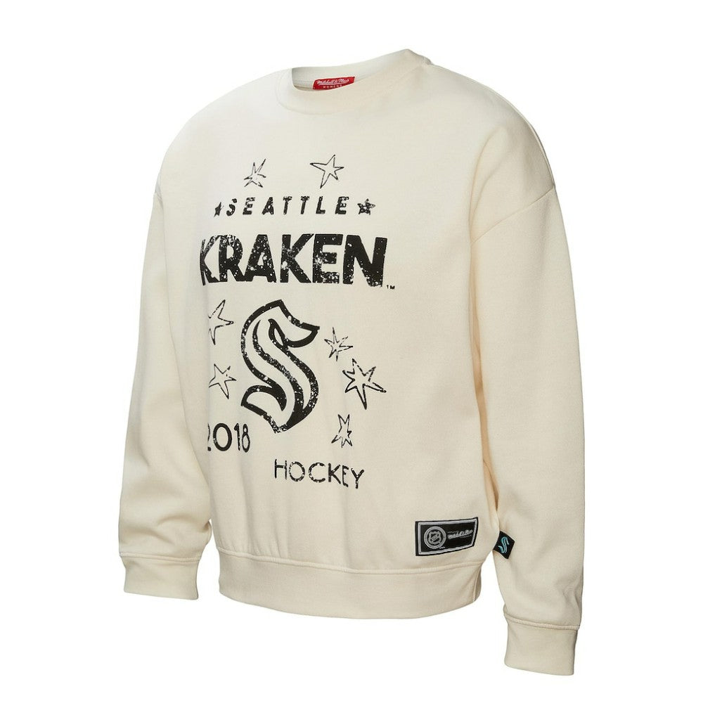 Seattle Kraken Mitchell & Ness Women's Logo 3.0 Pullover Sweatshirt - Cream - NHL 202122454