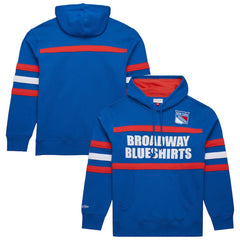 New York Rangers Mitchell & Ness Head Coach Slogan Pullover Hoodie - Blue - NHL 202122464