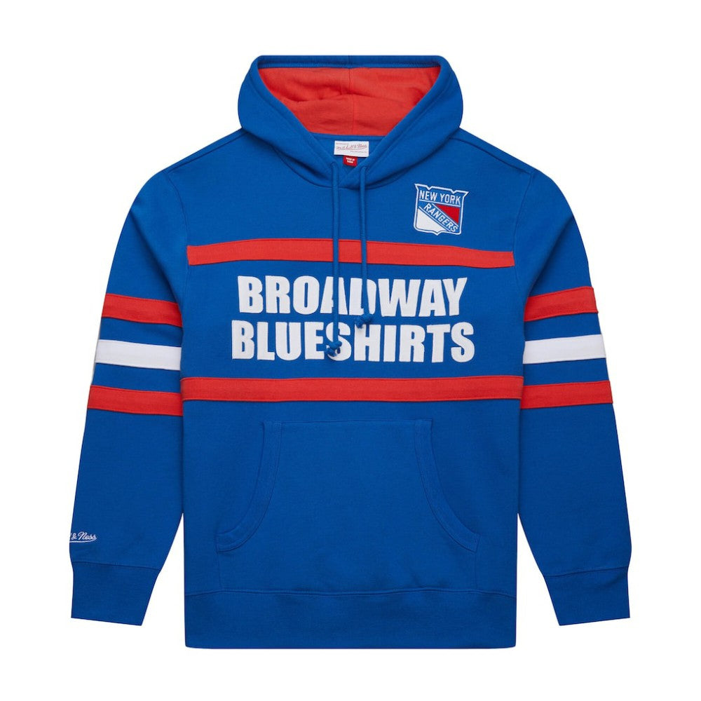 New York Rangers Mitchell & Ness Head Coach Slogan Pullover Hoodie - Blue - NHL 202122464