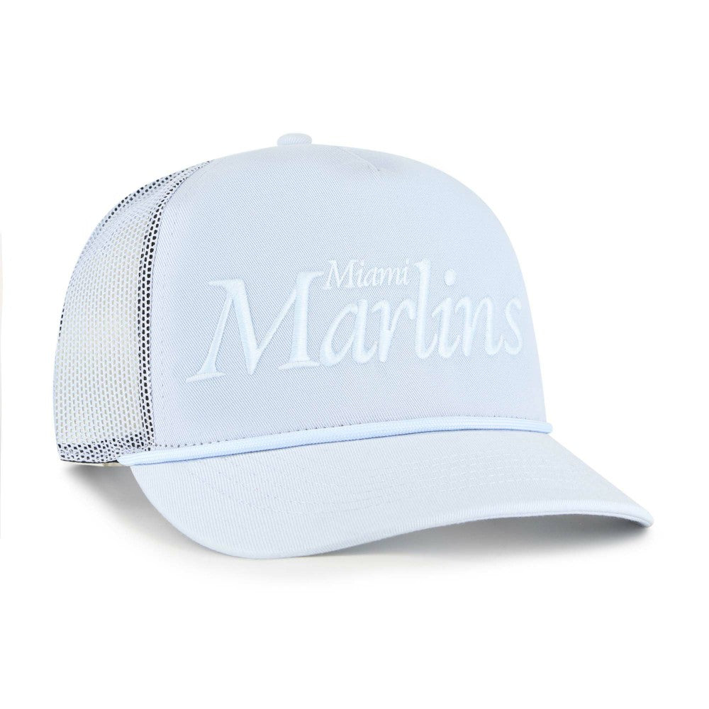 Miami Marlins '47 Foundation Script Hitch Adjustable Trucker Hat - Light Blue - 47 brand Lifestyle