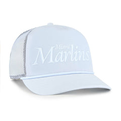 Miami Marlins '47 Foundation Script Hitch Adjustable Trucker Hat - Light Blue - 47 brand Lifestyle