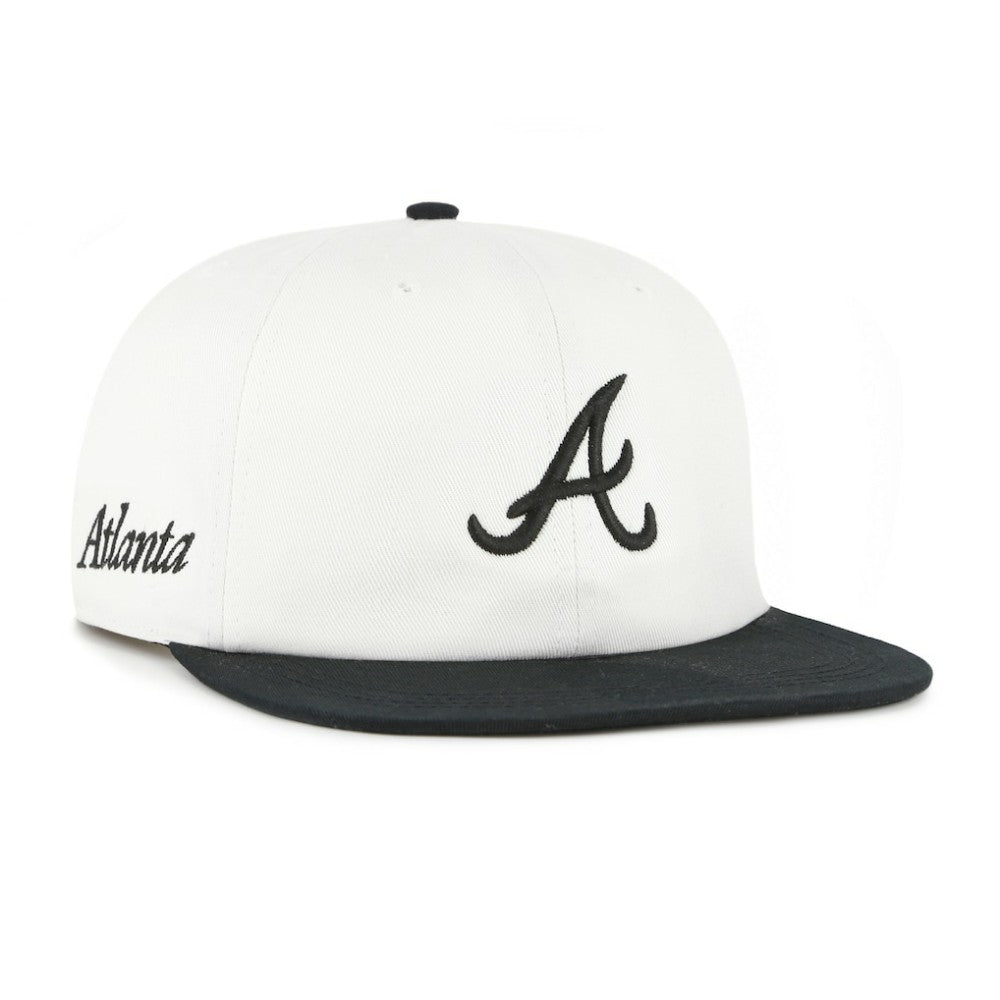 Atlanta Braves '47 Foundation Captain Snapback Hat - White/Black - 47 brand Sale