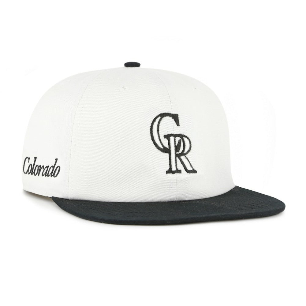 Colorado Rockies '47 Foundation Captain Snapback Hat - White/Black - 47 brand Lifestyle