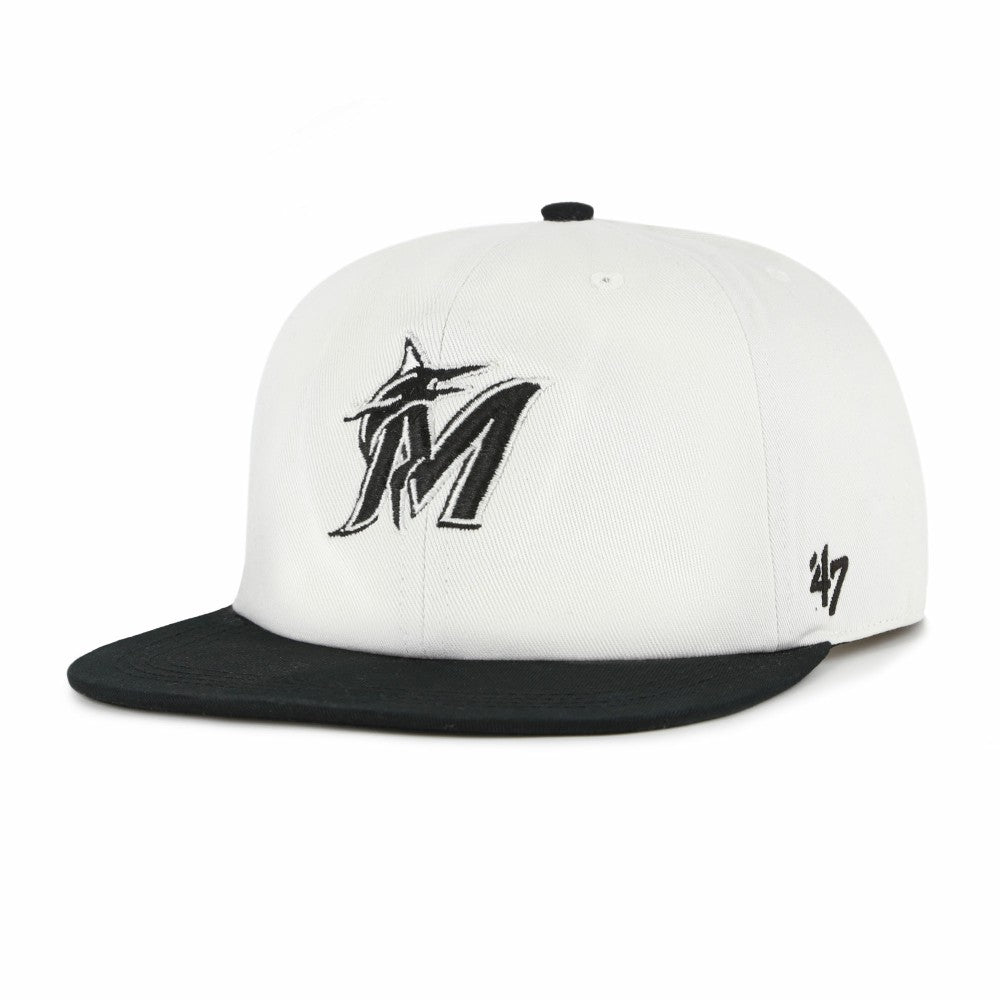 Miami Marlins '47 Foundation Captain Snapback Hat - White/Black - 47 brand Online