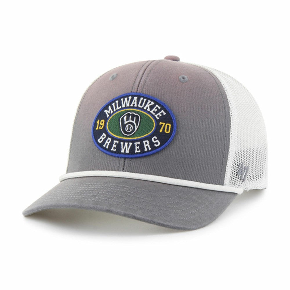 Milwaukee Brewers '47 Tide Sweep Rope Trucker Adjustable Hat - Gray/White - 47 brand Sale