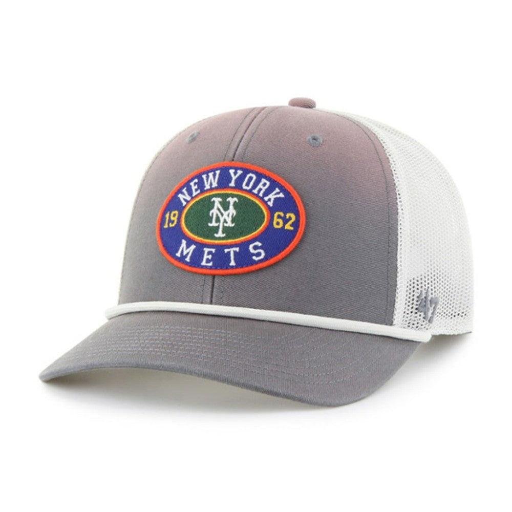 New York Mets '47 Tide Sweep Rope Trucker Adjustable Hat - Gray/White - 47 brand Discount