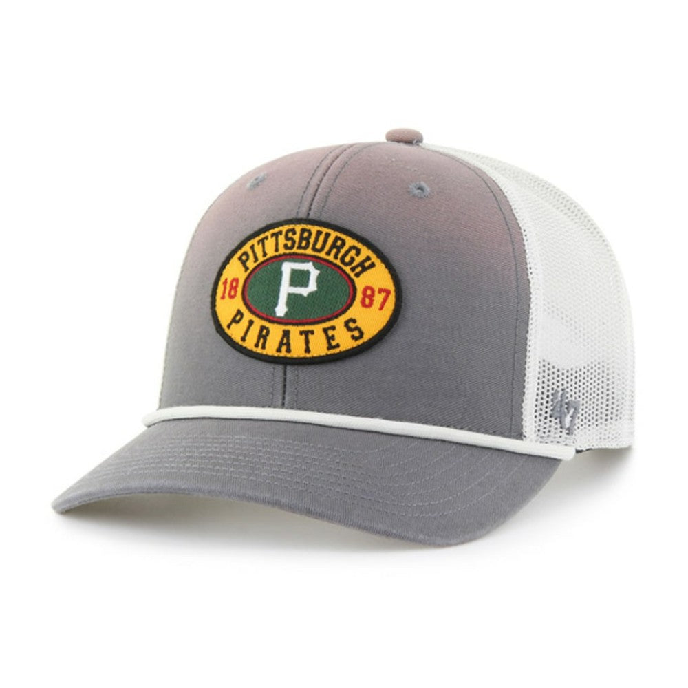 Pittsburgh Pirates '47 Tide Sweep Rope Trucker Adjustable Hat - Gray/White - 47 brand Discount