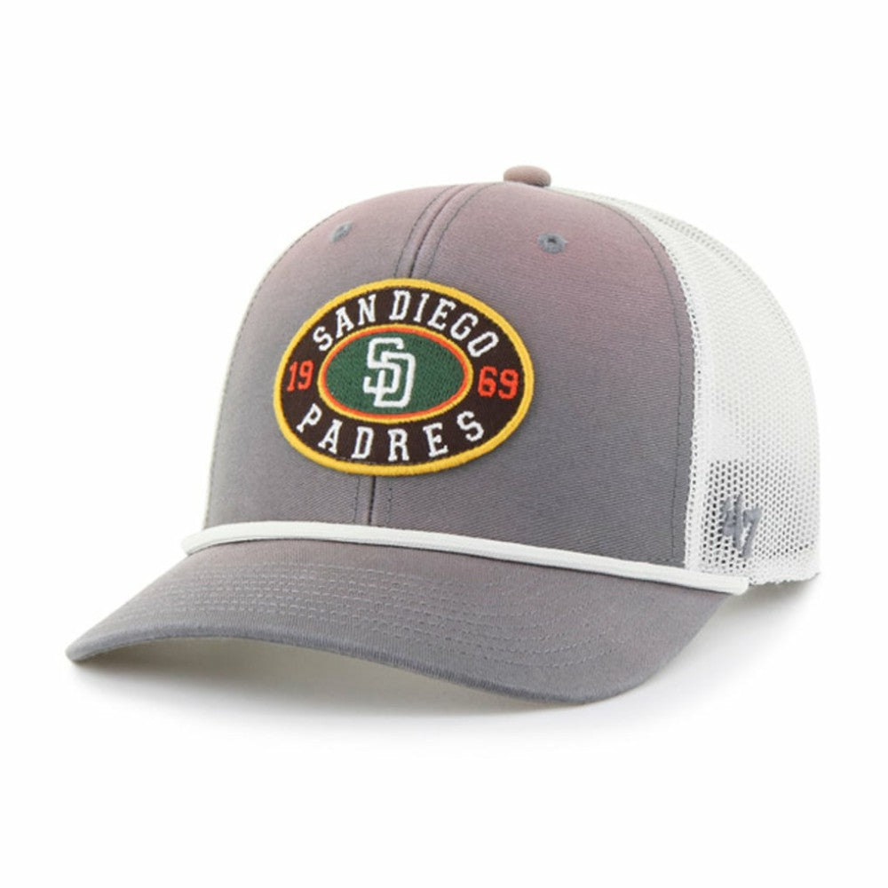 San Diego Padres '47 Tide Sweep Rope Trucker Adjustable Hat - Gray/White - 47 brand Lifestyle