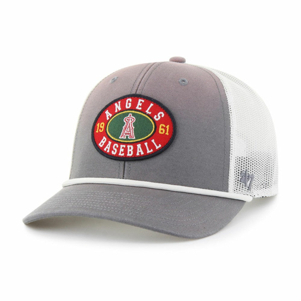 Los Angeles Angels '47 Tide Sweep Rope Trucker Adjustable Hat - Gray/White - 47 brand Lifestyle