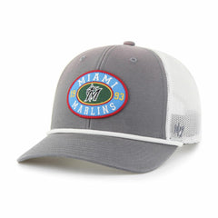 Miami Marlins '47 Tide Sweep Rope Trucker Adjustable Hat - Gray/White - 47 brand Discount