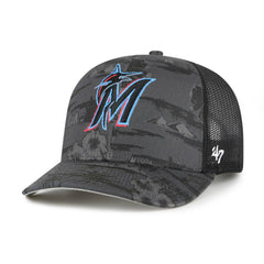 '47 Miami Marlins Fiji Trucker Adjustable Hat - Black - 47 brand on Sale