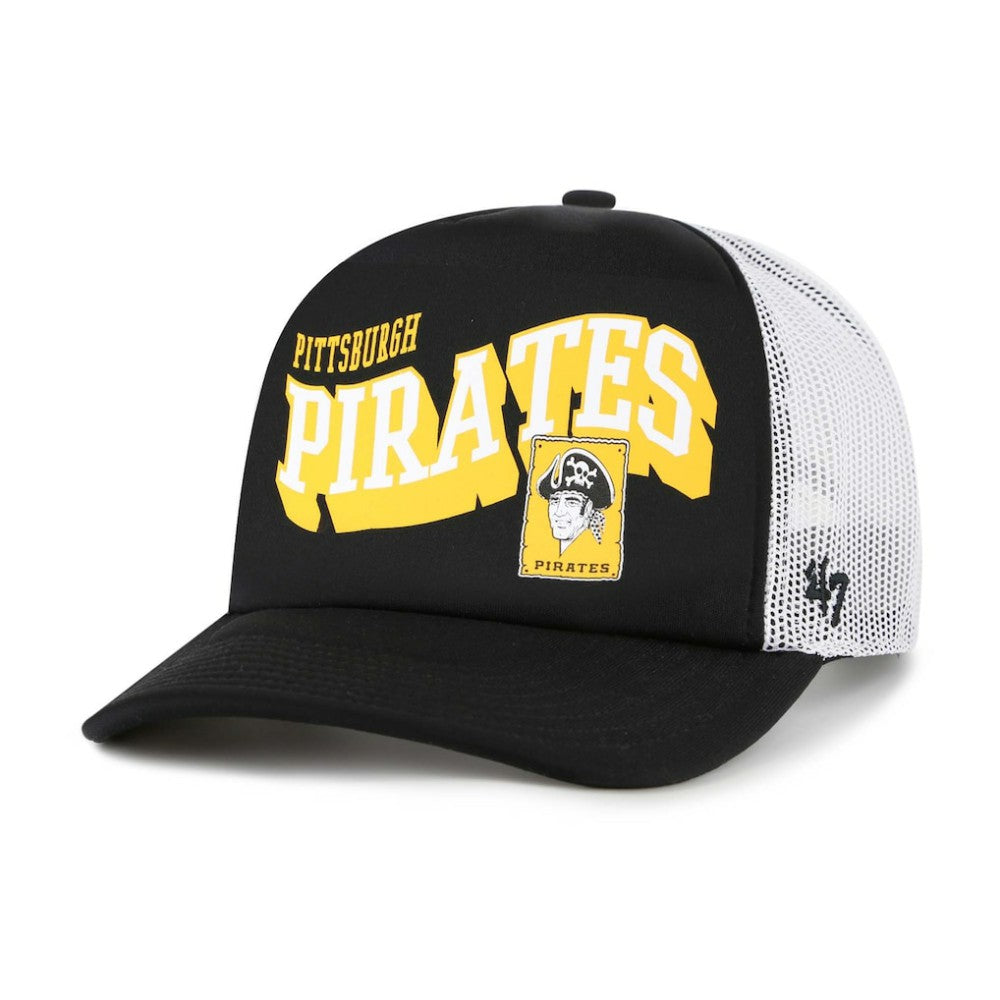 Pittsburgh Pirates '47 Meander Foam Trucker Snapback Hat - Black - 47 brand Discount