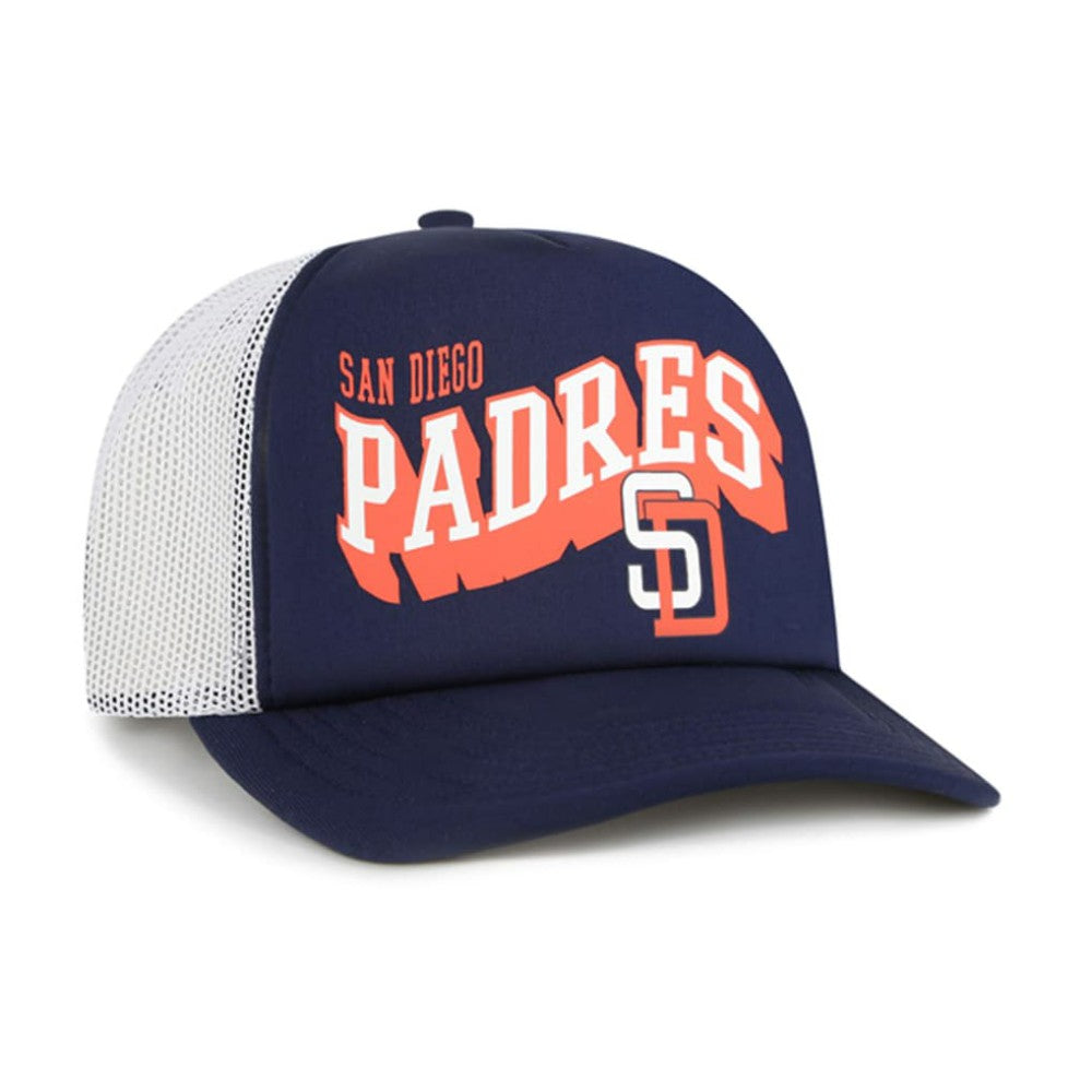 San Diego Padres '47 Meander Foam Trucker Snapback Hat - Navy - 47 brand Lifestyle