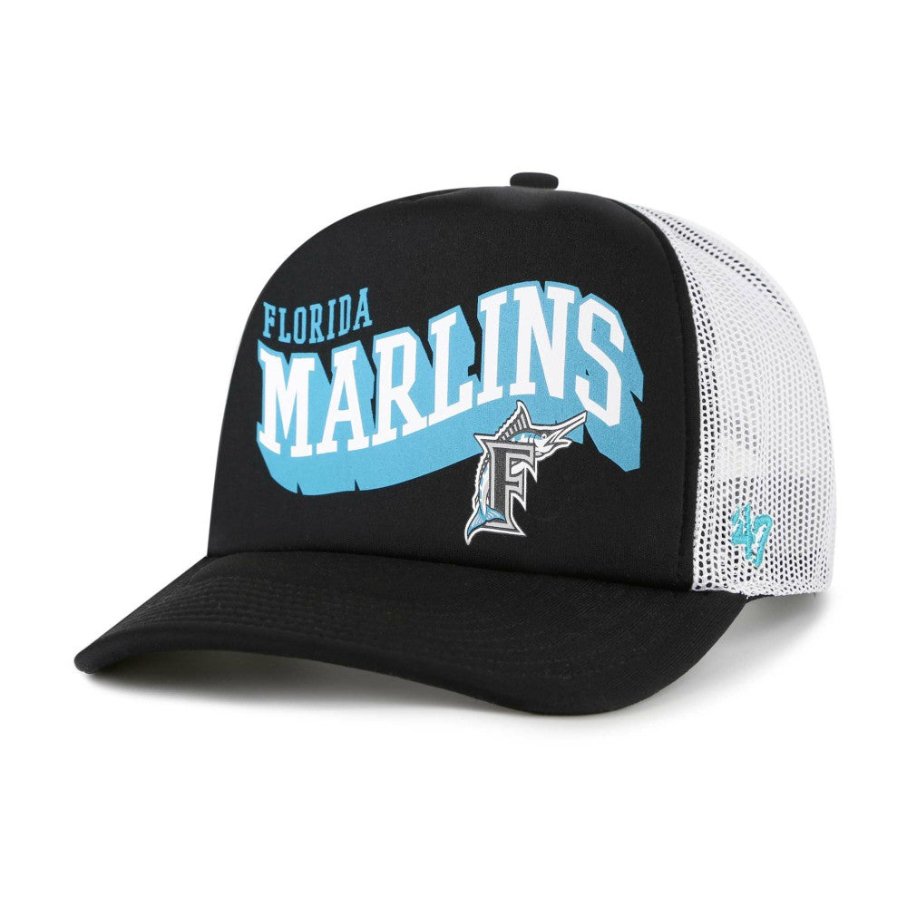 Miami Marlins '47 Meander Foam Trucker Snapback Hat - Black - 47 brand on Sale