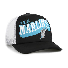 Miami Marlins '47 Meander Foam Trucker Snapback Hat - Black - 47 brand on Sale
