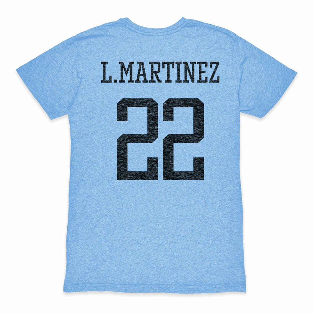 Lautaro Martinez Argentina National Team 1863FC Retro Player Tri-Blend T-Shirt Light Blue
