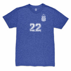 Lautaro Martinez Argentina National Team 1863FC Retro Player Tri-Blend T-Shirt Blue