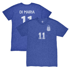 Angel Di Maria Argentina National Team 1863FC Retro Player Tri-Blend T-Shirt Blue