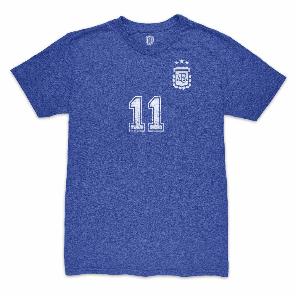 Angel Di Maria Argentina National Team 1863FC Retro Player Tri-Blend T-Shirt Blue