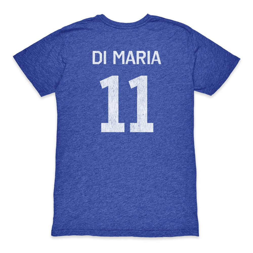 Angel Di Maria Argentina National Team 1863FC Retro Player Tri-Blend T-Shirt Blue