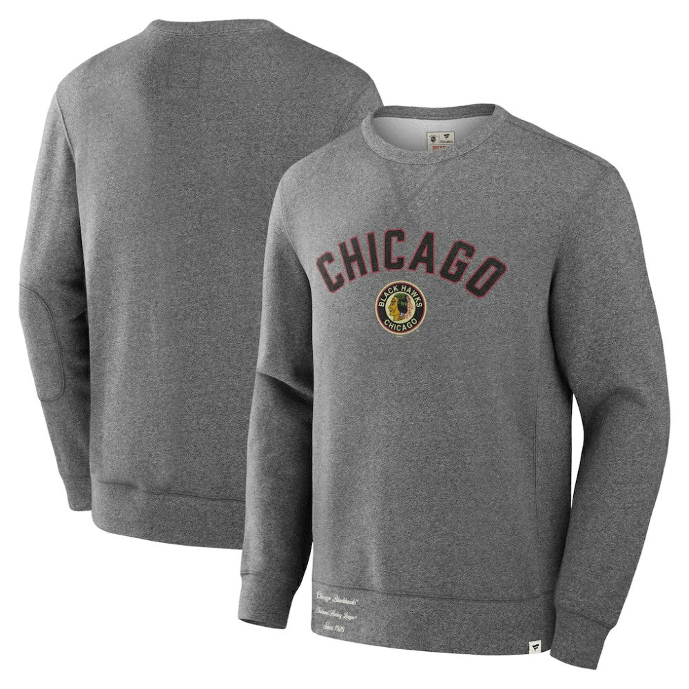 Chicago Blackhawks Fanatics Decades Collection Legendary Fleece Pullover Sweatshirt - Heather Gray - NHL 202135601