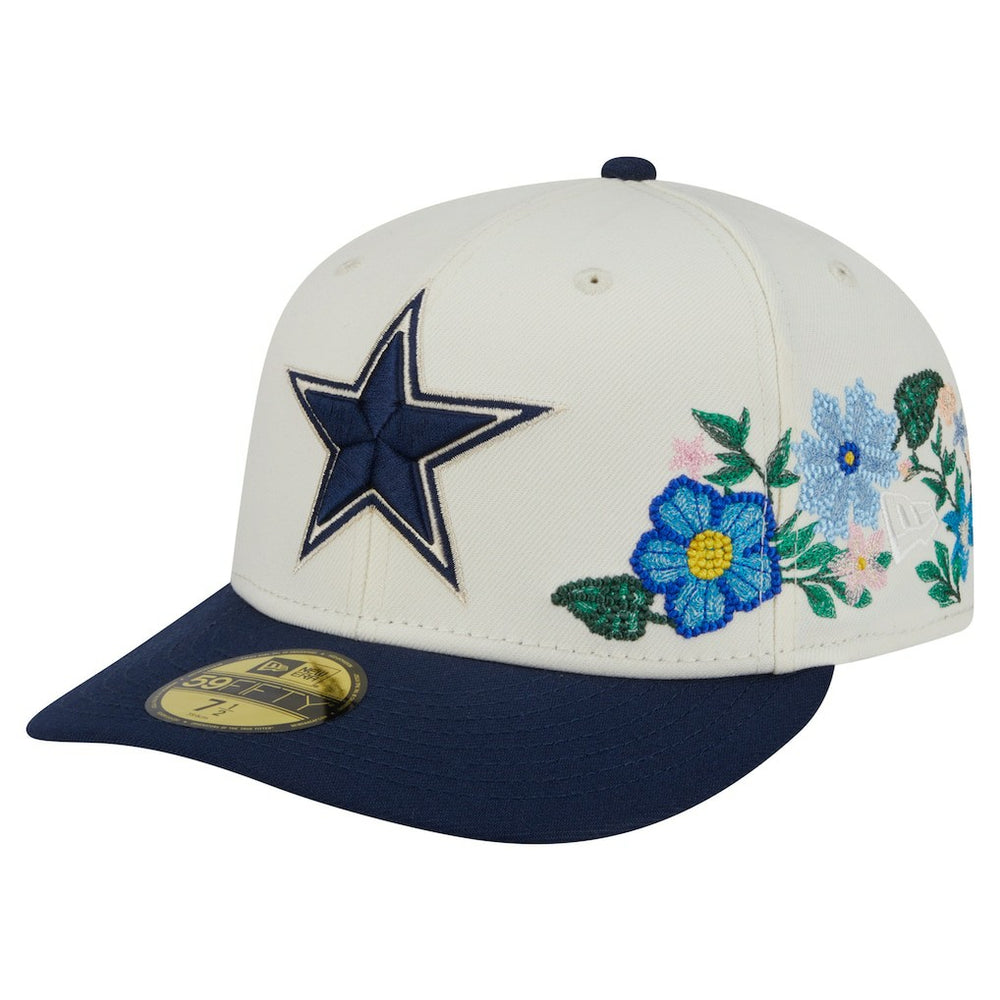 Dallas Cowboys New Era Tonal Florals 59FIFTY Fitted Hat Cream/Navy