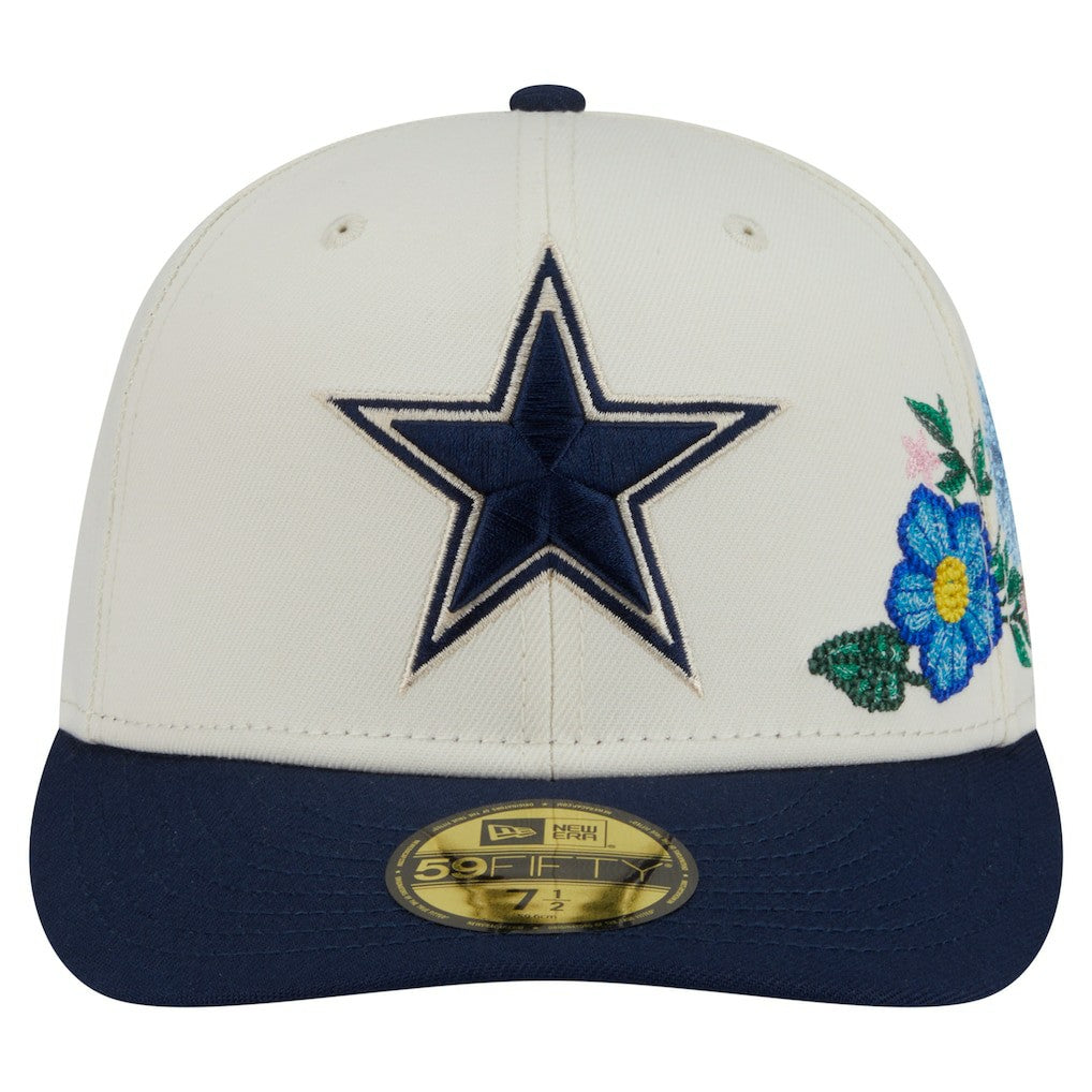 Dallas Cowboys New Era Tonal Florals 59FIFTY Fitted Hat Cream/Navy