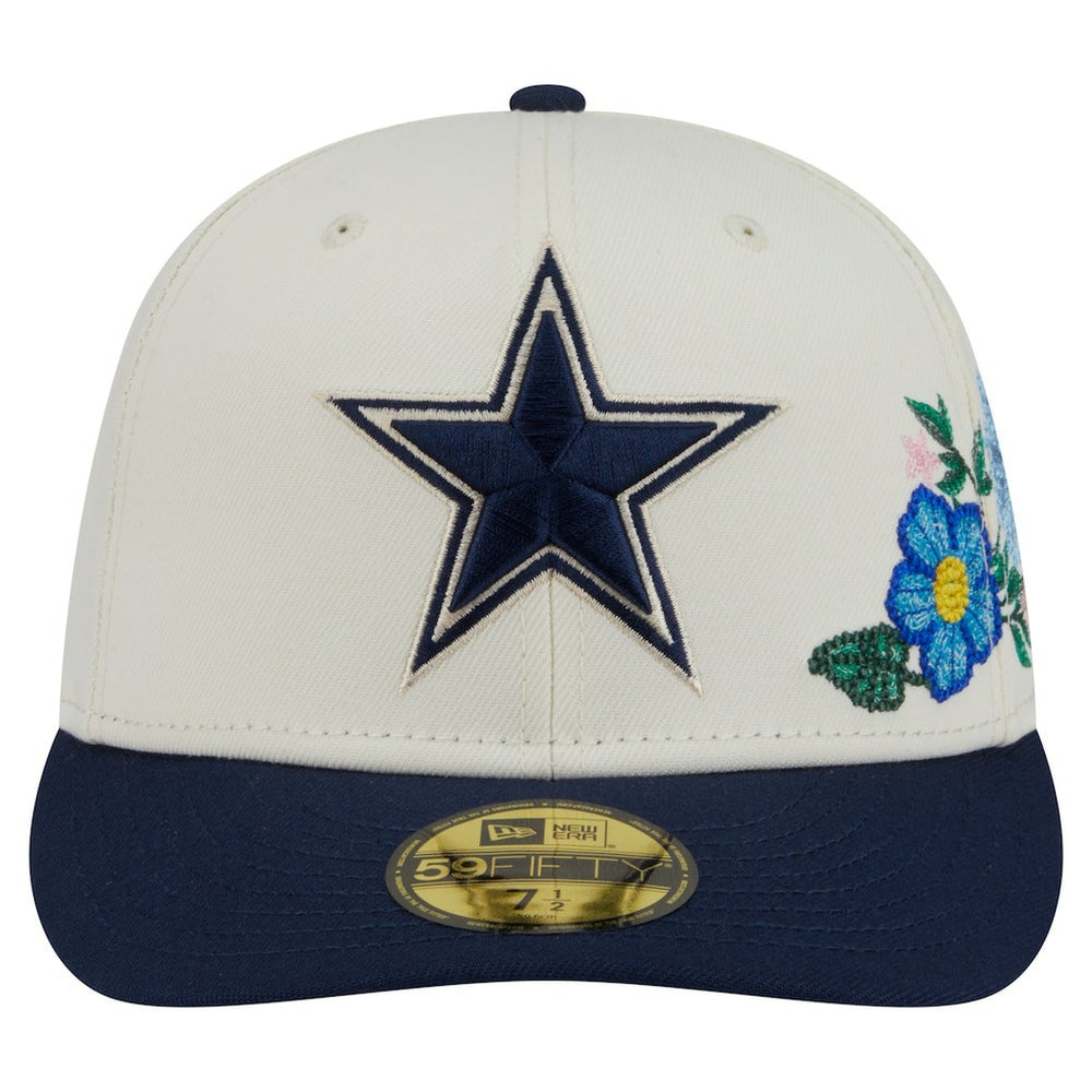 Dallas Cowboys New Era Tonal Florals 59FIFTY Fitted Hat Cream/Navy