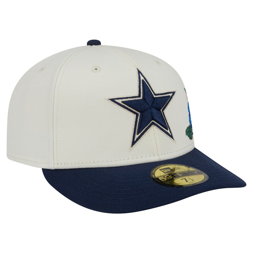 Dallas Cowboys New Era Tonal Florals 59FIFTY Fitted Hat Cream/Navy