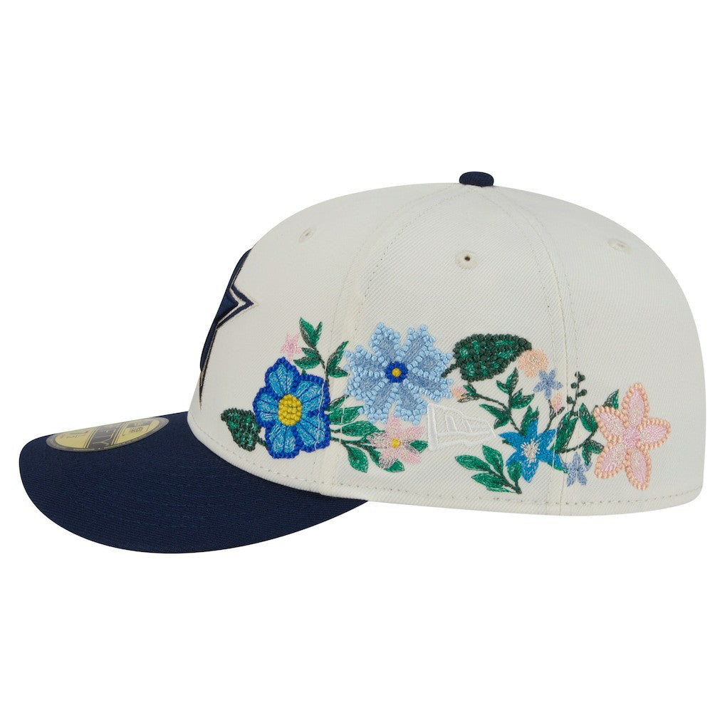 Dallas Cowboys New Era Tonal Florals 59FIFTY Fitted Hat Cream/Navy