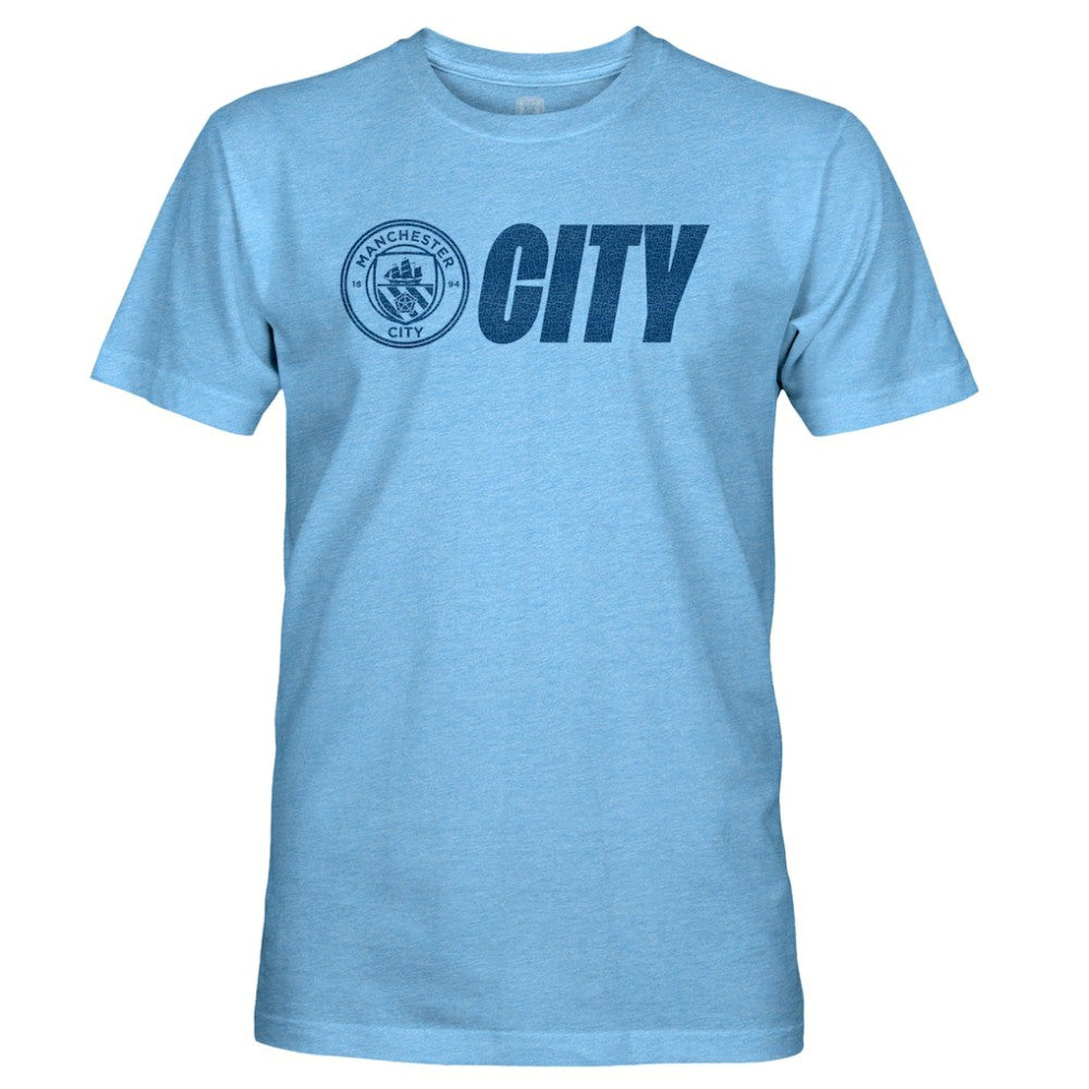 Manchester City 1863FC Mono Badge Lock-Up Retro Tri-Blend T-Shirt Sky Blue