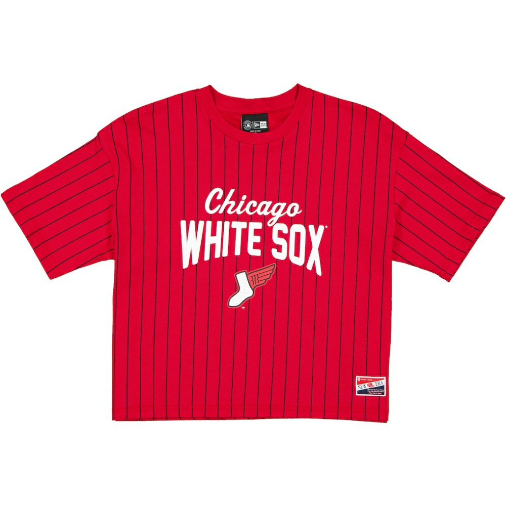Chicago White Sox New Era Women's 2025 City Connect Pinstripe T-Shirt - Red/Black - New Era Sale