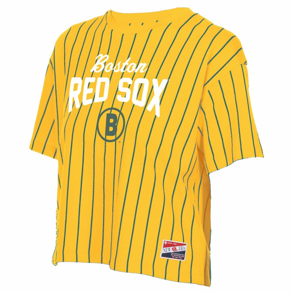 Boston Red Sox New Era Women's 2025 City Connect Pinstripe T-Shirt - Yellow - New Era Sale