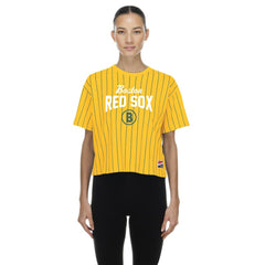 Boston Red Sox New Era Women's 2025 City Connect Pinstripe T-Shirt - Yellow - New Era Sale
