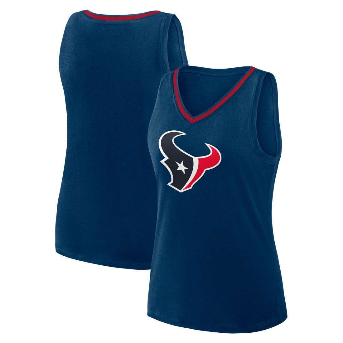 Houston Texans Logo Athletic Women's Plus Size Stellar Win V-Neck Tank Top Navy