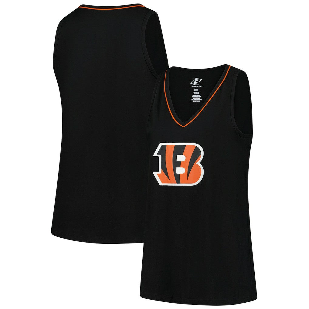 Cincinnati Bengals Logo Athletic Women's Plus Size Stellar Win V-Neck Tank Top Black