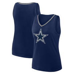 Dallas Cowboys Logo Athletic Women's Plus Size Stellar Win V-Neck Tank Top Navy