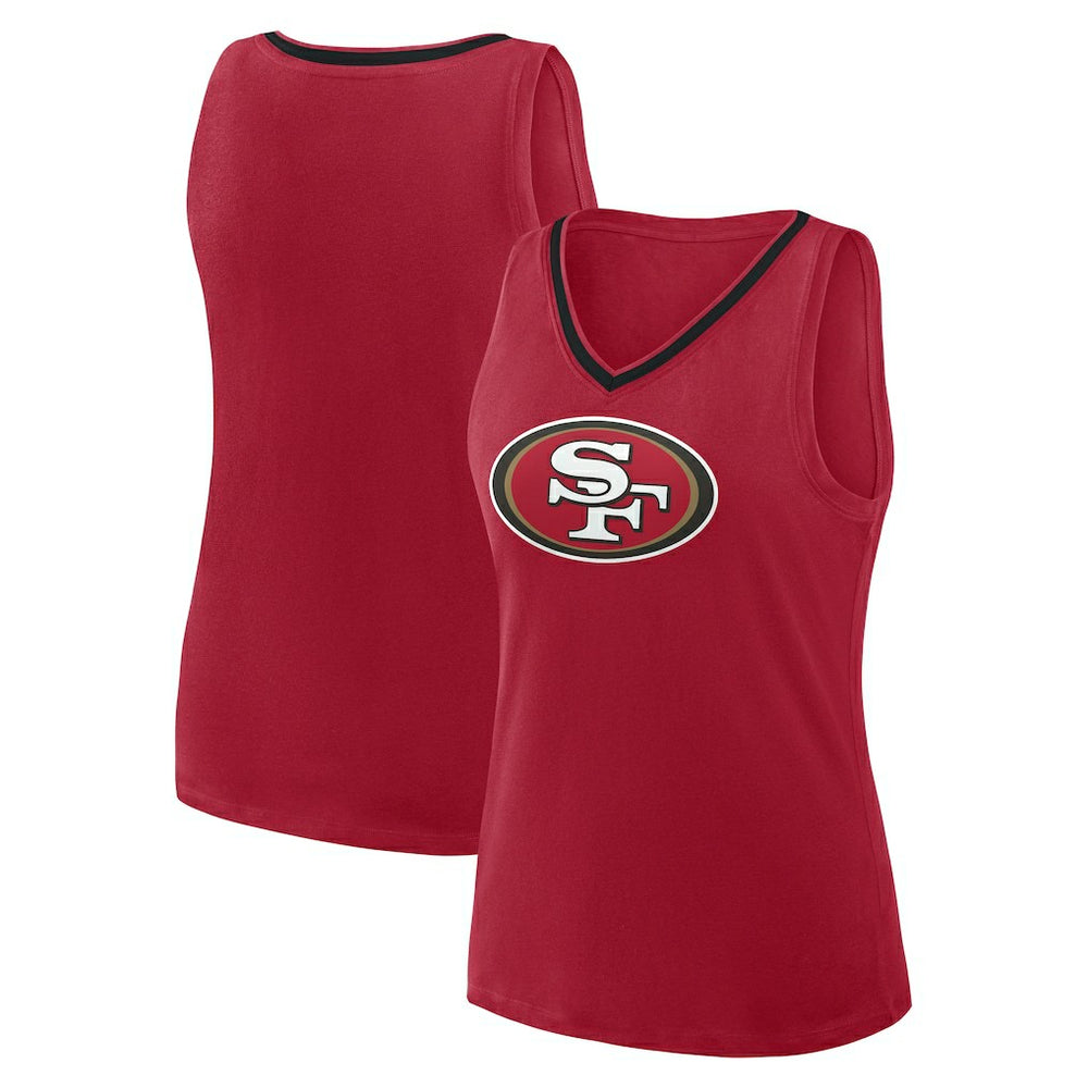 San Francisco 49ers Logo Athletic Women's Plus Size Stellar Win V-Neck Tank Top Scarlet