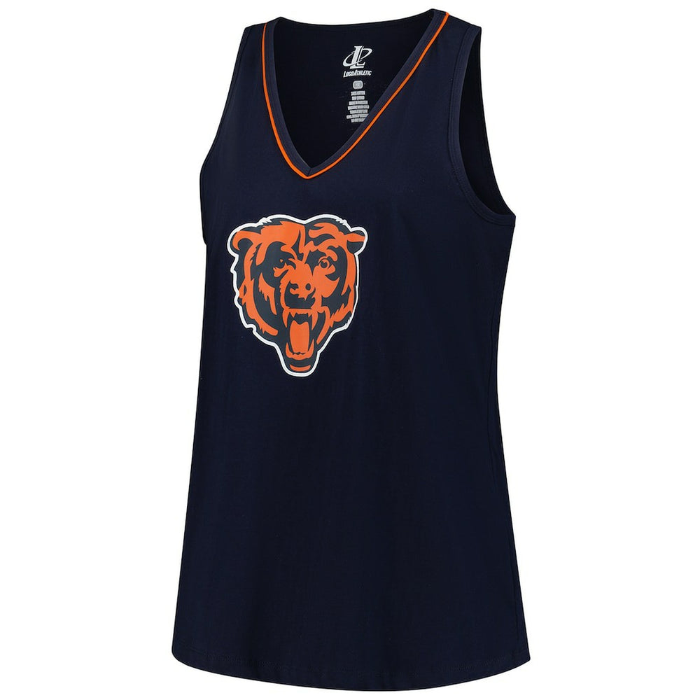 Chicago Bears Logo Athletic Women's Plus Size Stellar Win V-Neck Tank Top Navy