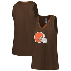 Cleveland Browns Logo Athletic Women's Plus Size Stellar Win V-Neck Tank Top Brown