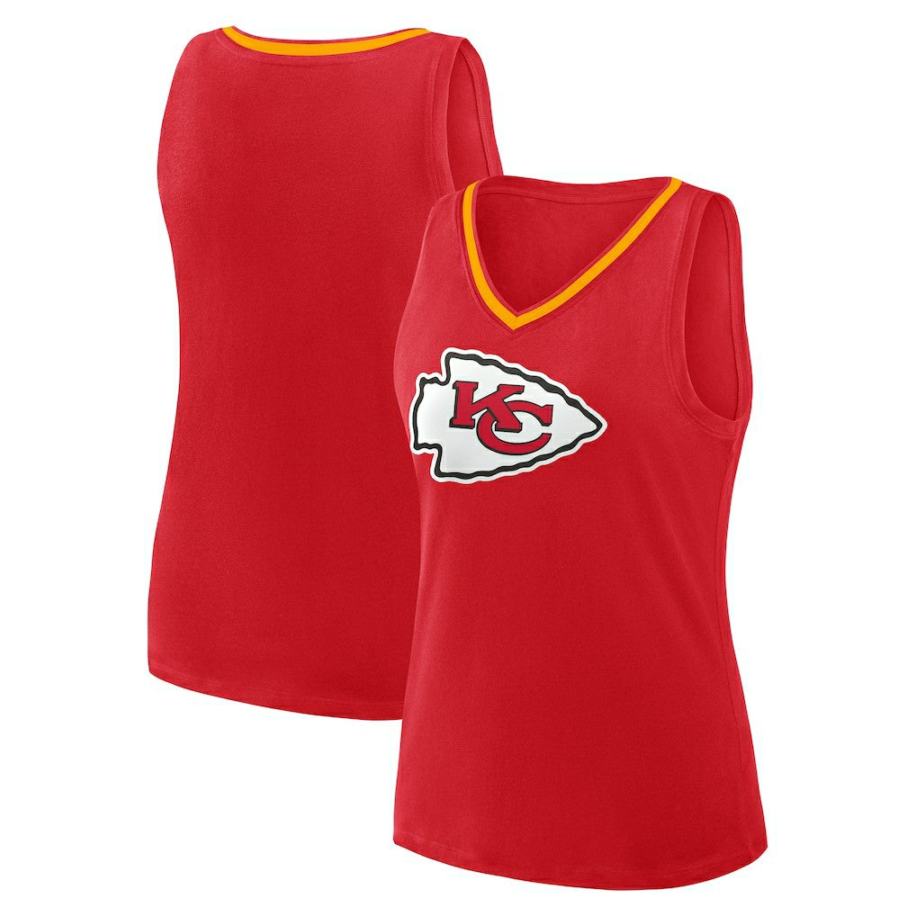 Kansas City Chiefs Logo Athletic Women's Plus Size Stellar Win V-Neck Tank Top Red