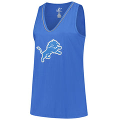 Detroit Lions Logo Athletic Women's Plus Size Stellar Win V-Neck Tank Top Blue